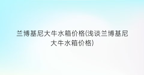 “兰博基尼大牛水箱价格(浅谈兰博基尼大牛水箱价格)