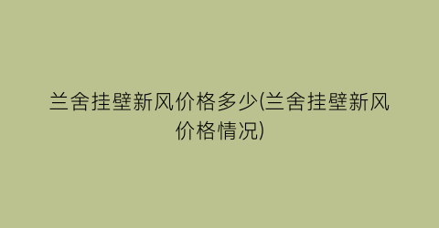 兰舍挂壁新风价格多少(兰舍挂壁新风价格情况)