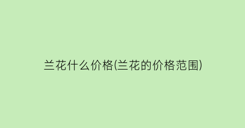 兰花什么价格(兰花的价格范围)