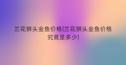 兰花狮头金鱼价格(兰花狮头金鱼价格究竟是多少)