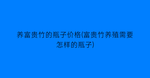 养富贵竹的瓶子价格(富贵竹养殖需要怎样的瓶子)