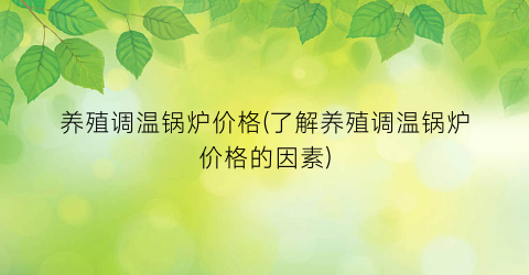 养殖调温锅炉价格(了解养殖调温锅炉价格的因素)