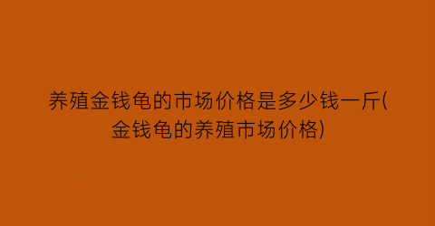 “养殖金钱龟的市场价格是多少钱一斤(金钱龟的养殖市场价格)