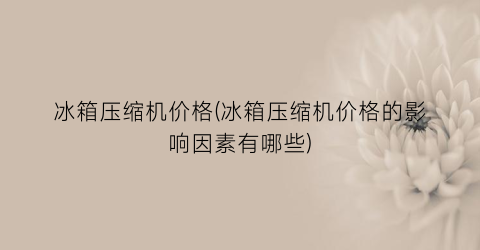 冰箱压缩机价格(冰箱压缩机价格的影响因素有哪些)