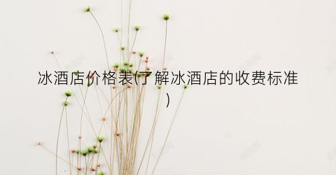 冰酒店价格表(了解冰酒店的收费标准)