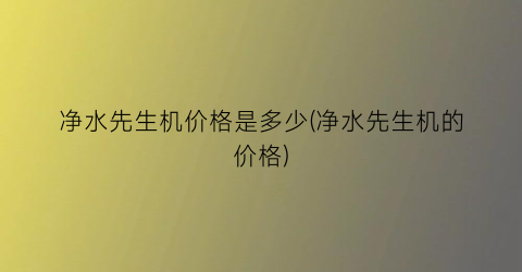 净水先生机价格是多少(净水先生机的价格)