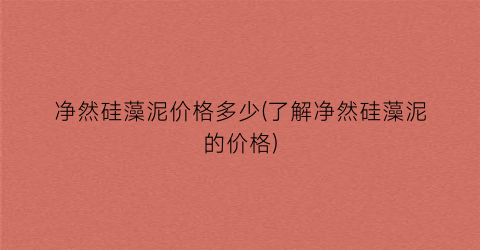 “净然硅藻泥价格多少(了解净然硅藻泥的价格)