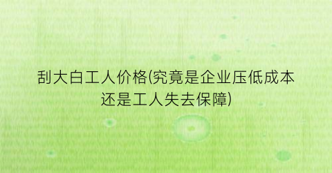 刮大白工人价格(究竟是企业压低成本还是工人失去保障)