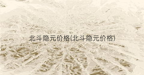 北斗隐元价格(北斗隐元价格)