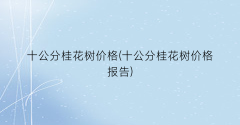 十公分桂花树价格(十公分桂花树价格报告)