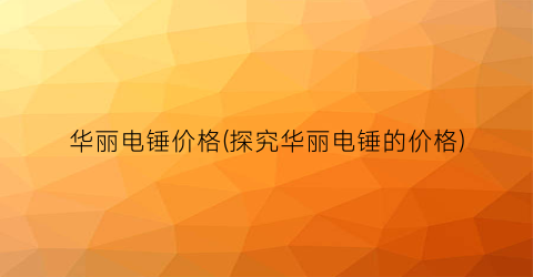 华丽电锤价格(探究华丽电锤的价格)