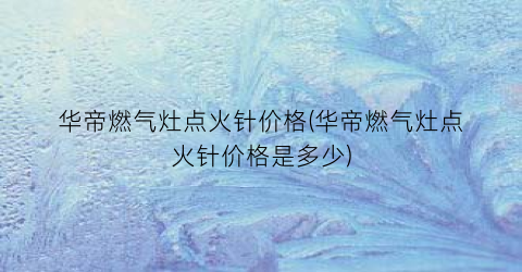 华帝燃气灶点火针价格(华帝燃气灶点火针价格是多少)