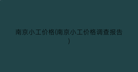 南京小工价格(南京小工价格调查报告)