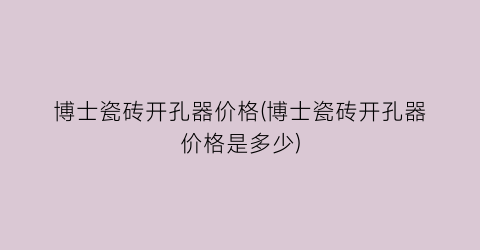 博士瓷砖开孔器价格(博士瓷砖开孔器价格是多少)