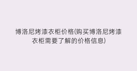 博洛尼烤漆衣柜价格(购买博洛尼烤漆衣柜需要了解的价格信息)