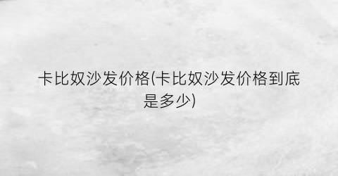 卡比奴沙发价格(卡比奴沙发价格到底是多少)