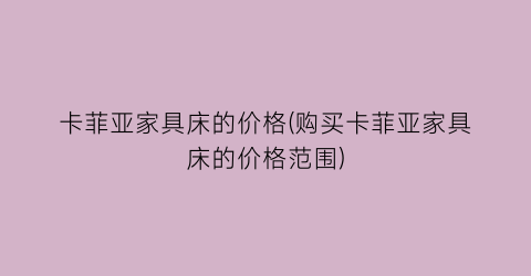 卡菲亚家具床的价格(购买卡菲亚家具床的价格范围)
