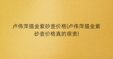 卢伟萍描金紫砂壶价格(卢伟萍描金紫砂壶价格真的很贵)