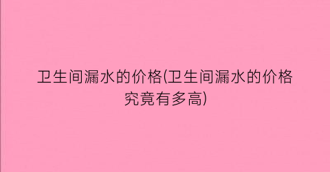 卫生间漏水的价格(卫生间漏水的价格究竟有多高)