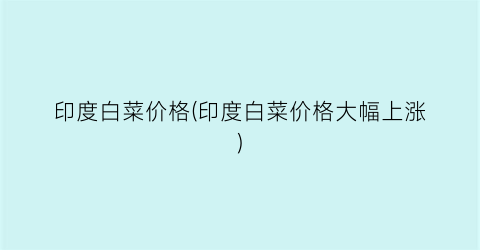 印度白菜价格(印度白菜价格大幅上涨)