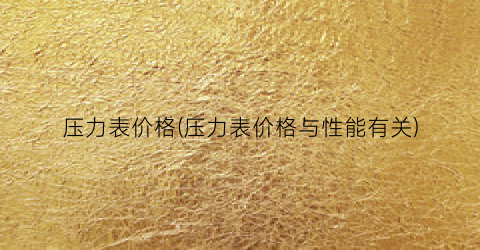 “压力表价格(压力表价格与性能有关)