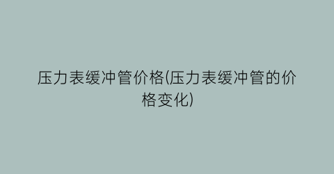 压力表缓冲管价格(压力表缓冲管的价格变化)