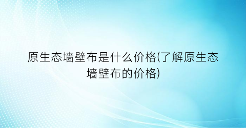 原生态墙壁布是什么价格(了解原生态墙壁布的价格)