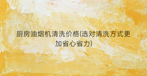 厨房油烟机清洗价格(选对清洗方式更加省心省力)