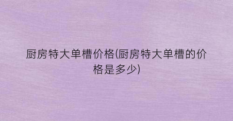 厨房特大单槽价格(厨房特大单槽的价格是多少)