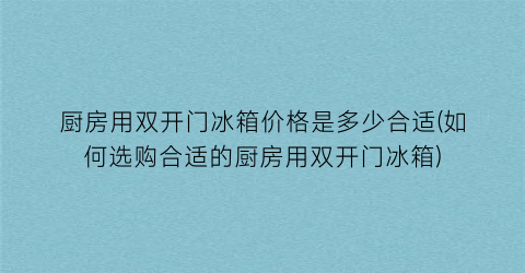 厨房用双开门冰箱价格是多少合适(如何选购合适的厨房用双开门冰箱)