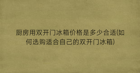 “厨房用双开门冰箱价格是多少合适(如何选购适合自己的双开门冰箱)