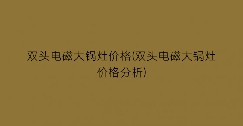 “双头电磁大锅灶价格(双头电磁大锅灶价格分析)