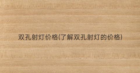 双孔射灯价格(了解双孔射灯的价格)