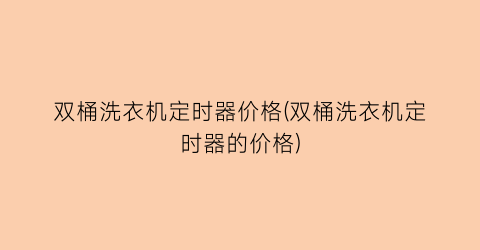 双桶洗衣机定时器价格(双桶洗衣机定时器的价格)