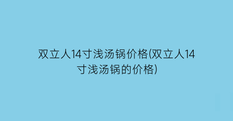 “双立人14寸浅汤锅价格(双立人14寸浅汤锅的价格)