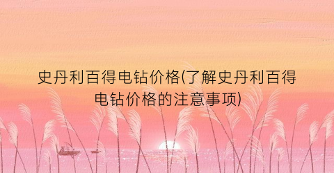 史丹利百得电钻价格(了解史丹利百得电钻价格的注意事项)