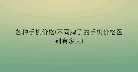各种手机价格(不同牌子的手机价格区别有多大)