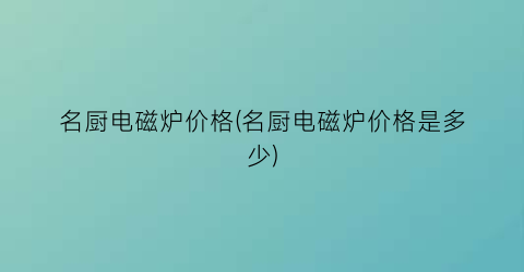 名厨电磁炉价格(名厨电磁炉价格是多少)
