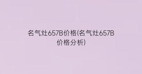名气灶657B价格(名气灶657B价格分析)