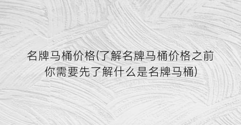 名牌马桶价格(了解名牌马桶价格之前你需要先了解什么是名牌马桶)