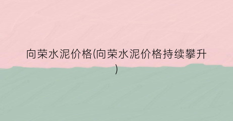 向荣水泥价格(向荣水泥价格持续攀升)