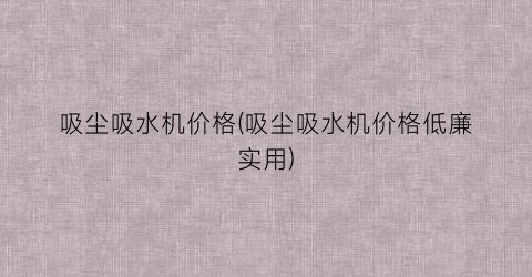 吸尘吸水机价格(吸尘吸水机价格低廉实用)