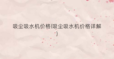 吸尘吸水机价格(吸尘吸水机价格详解)