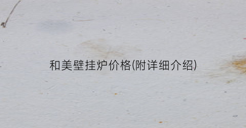 和美壁挂炉价格(附详细介绍)