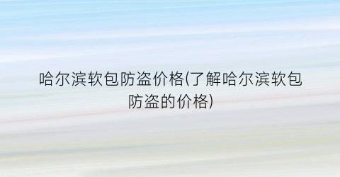 哈尔滨软包防盗价格(了解哈尔滨软包防盗的价格)