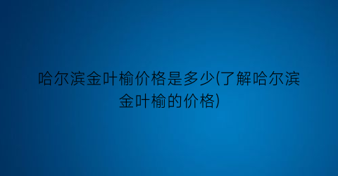 哈尔滨金叶榆价格是多少(了解哈尔滨金叶榆的价格)