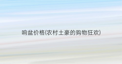 响盆价格(农村土豪的购物狂欢)