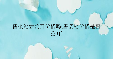 售楼处会公开价格吗(售楼处价格是否公开)