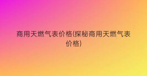 商用天燃气表价格(探秘商用天燃气表价格)