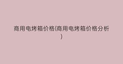 商用电烤箱价格(商用电烤箱价格分析)